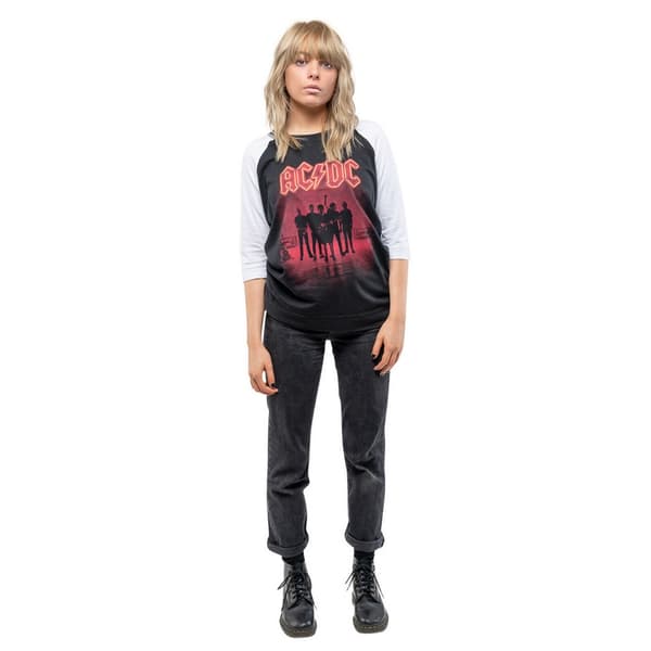 AC/DC PWR-UP UK bomulds-Raglan T-shirt til kvinder/damer