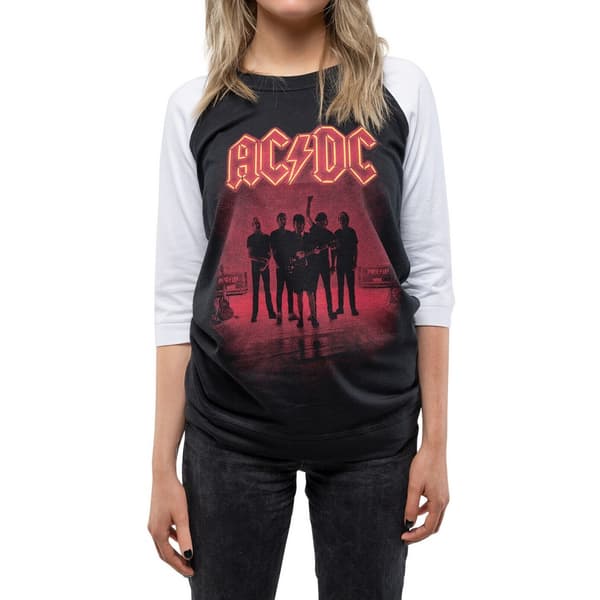 AC/DC PWR-UP UK bomulds-Raglan T-shirt til kvinder/damer