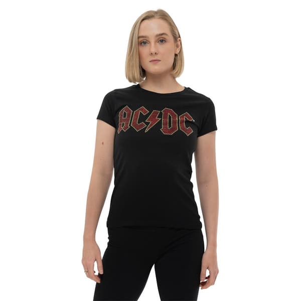 AC/DC Kvinnor/Damer med förskönad logotyp T-shirt