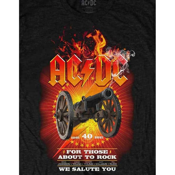 AC/DC Unisex T-shirt i bomuld til voksne for dem, der skal til at rocke 40th Flames