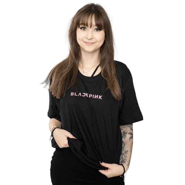 BlackPink Unisex voksen T-shirt i bomuld med smag på ryggen med tryk Black M