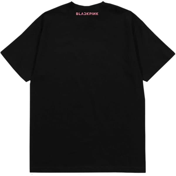 BlackPink Unisex voksen T-shirt med pink Venom-ryg med bomuldslogo på ryggen