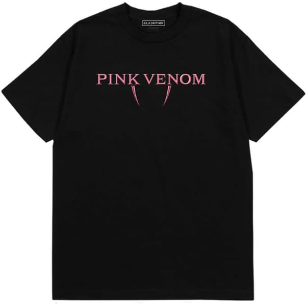 BlackPink Unisex voksen T-shirt med pink Venom-ryg med bomuldslogo på ryggen Black M