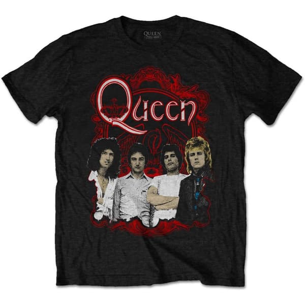 Queen Unisex T-shirt i bomuld med ornamenteret våbenskjold med foto for voksne