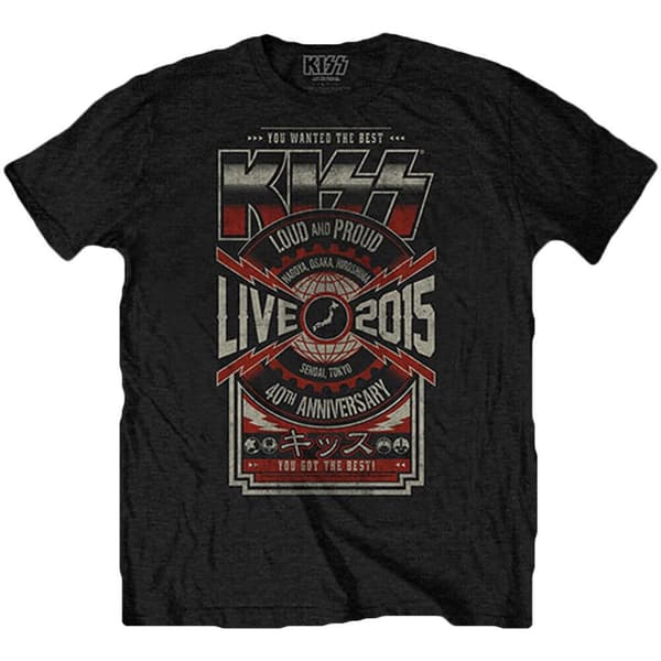 Kiss Unisex Adult Japan Live 2015 Back Print Cotton T-Shirt
