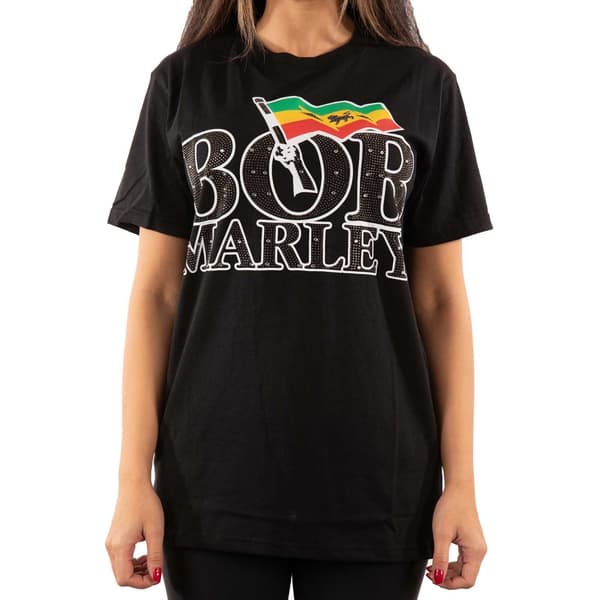 Bob Marley Unisex T-shirt med flagga och logotyp för vuxna