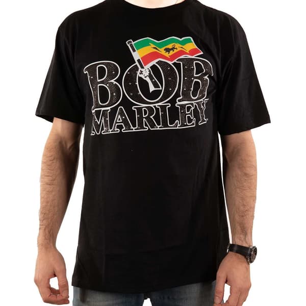 Bob Marley Unisex T-shirt med flagga och logotyp för vuxna