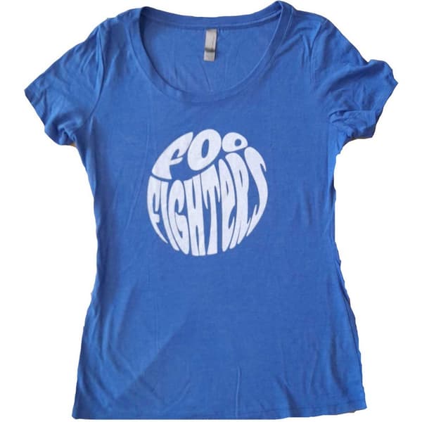 Foo Fighters T-shirt med logo i bomuld fra 70'erne til kvinder/damer Blue L