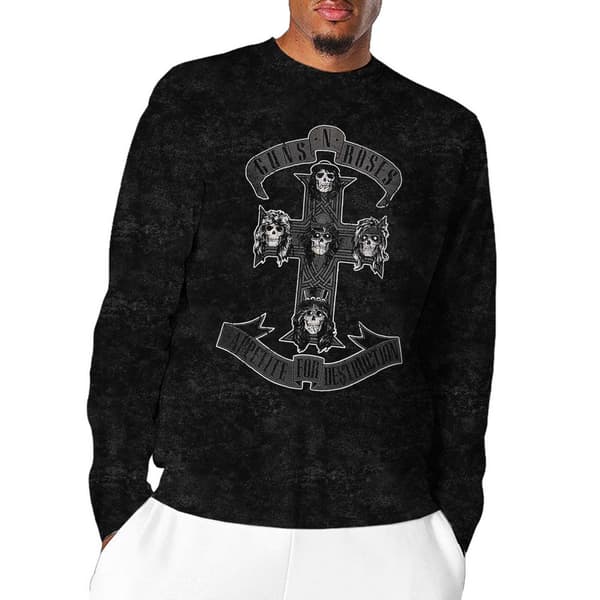 Guns N Roses Unisex Adult Cross Long-Sleeved T-Shirt
