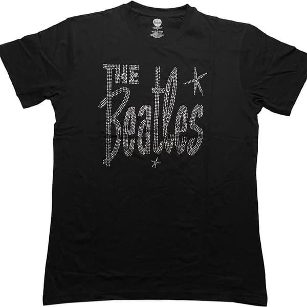 The Beatles Unisex Adult Embellished Logo T-Shirt Black XXL