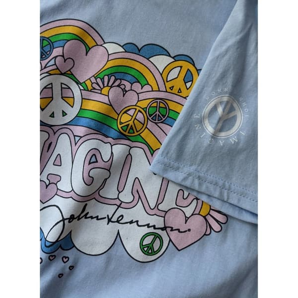 John Lennon Kvinnor/Damer Regnbågar, kärlek och fred bomulls-T-Shirt