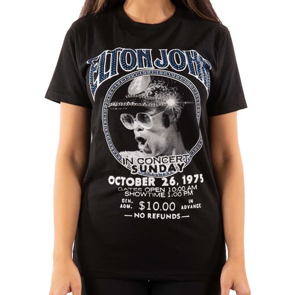 Elton John Unisex vuxen In Concert förskönad T-shirt