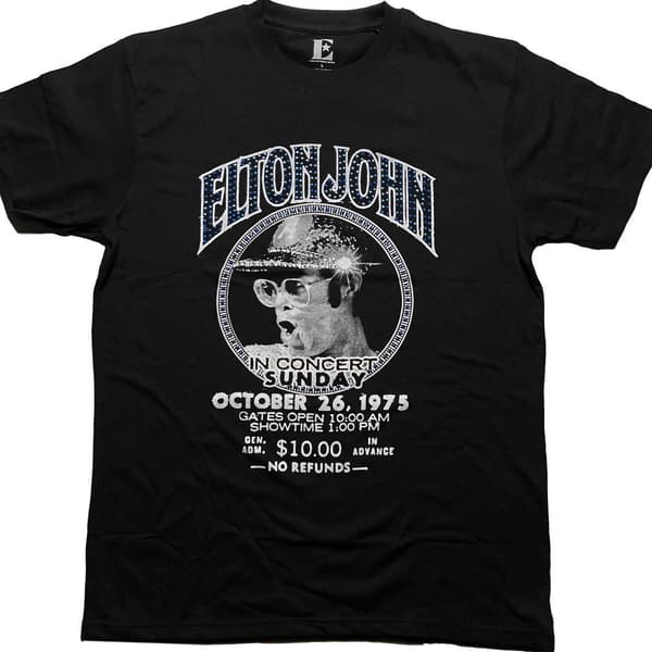 Elton John Unisex vuxen In Concert förskönad T-shirt