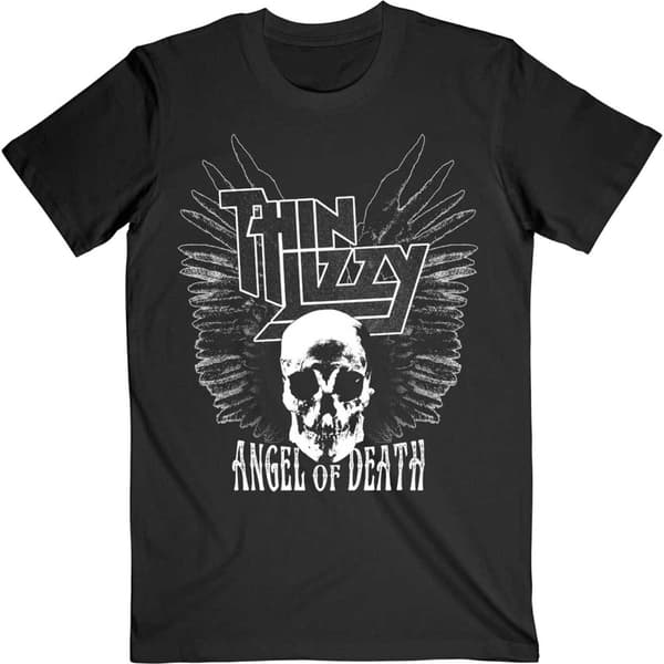 Thin Lizzy Unisex T-shirt i bomuld med rygtryk af dødsengel for voksne