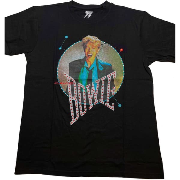 David Bowie Unisex voksen 83 Vintage T-shirt med vintage pynt Black L