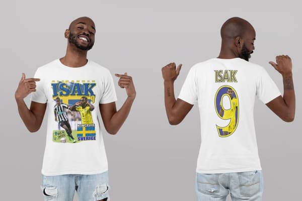 Alexander Isak Vit sportströja t-shirt Sverige & Newcastle Tryck fram & bak