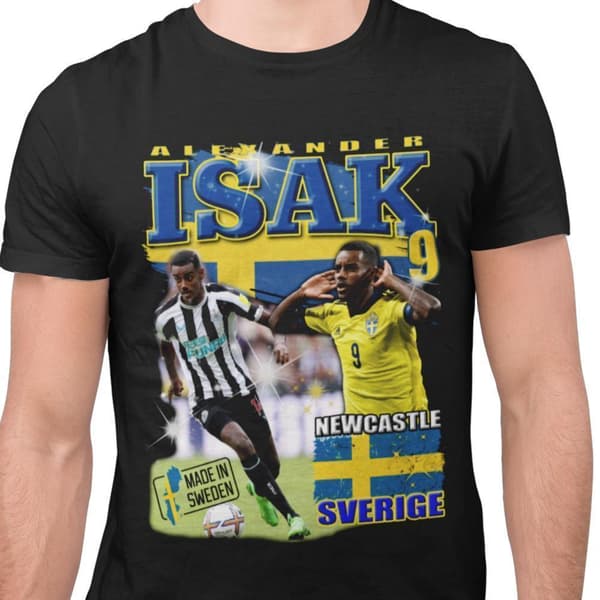 Alexander Isak Svart t-shirt Sverige tröja tryck