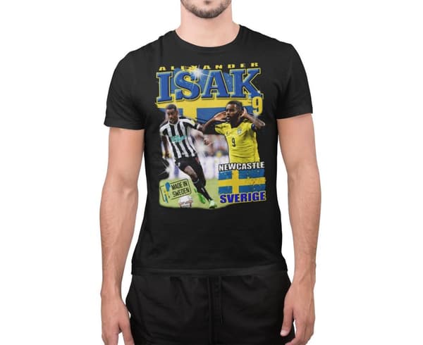 Alexander Isak Svart t-shirt Sverige tröja tryck