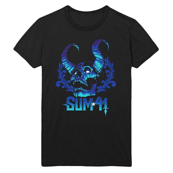 Sum 41 Unisex T-shirt i bomull för vuxna med demon Black/Blue L