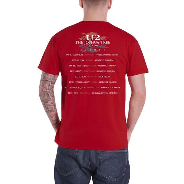 U2 Unisex T-shirt med Joshua Tree-rygprint til voksne