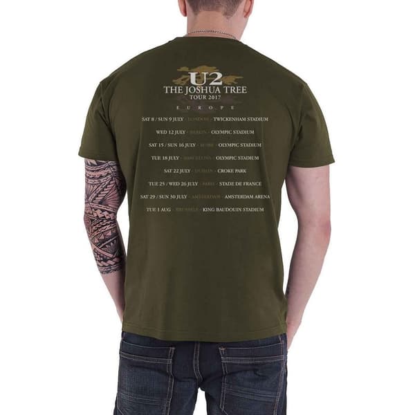 U2 Unisex T-shirt med Joshua Tree-rygprint til voksne