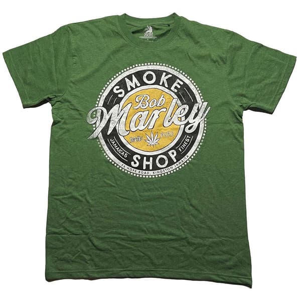 Bob Marley Unisex T-shirt i bomuld til voksne med røgbutik