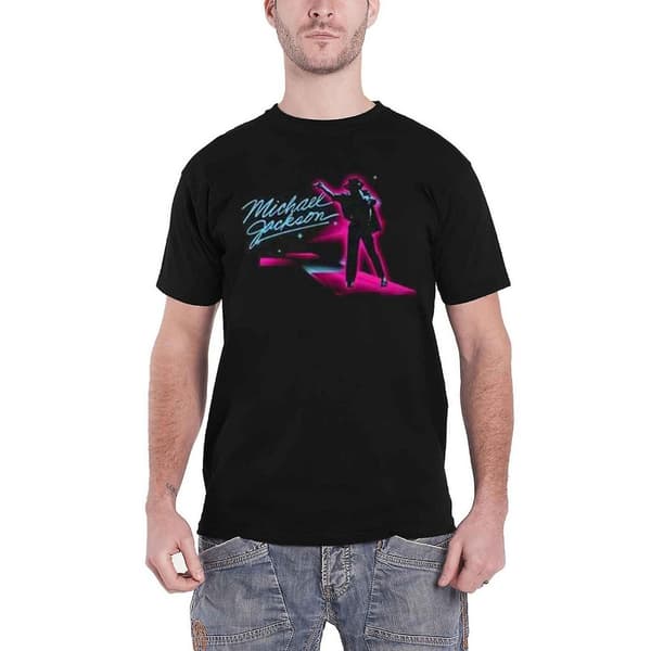 Michael Jackson Unisex Adult Neon Cotton T-Shirt Black XXL
