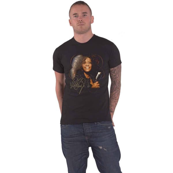 Whitney Houston Unisex T-shirt i bomuld med vintagefoto til voksne
