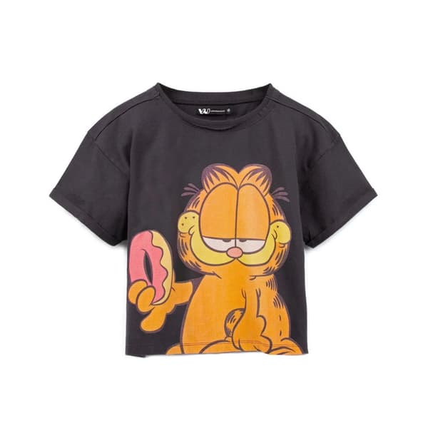 Garfield Kvinder/damer Enzyme Washed Crop T-shirt