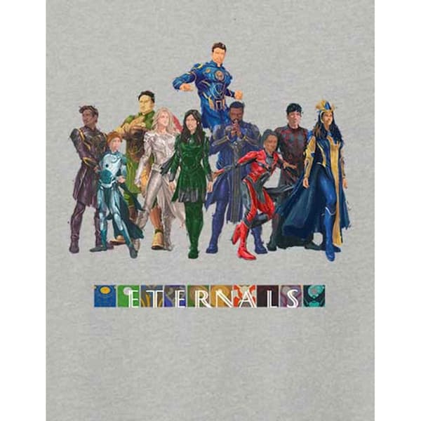 Marvel Comics Unisex T-shirt i bomuld til voksne med Eternals-figurer