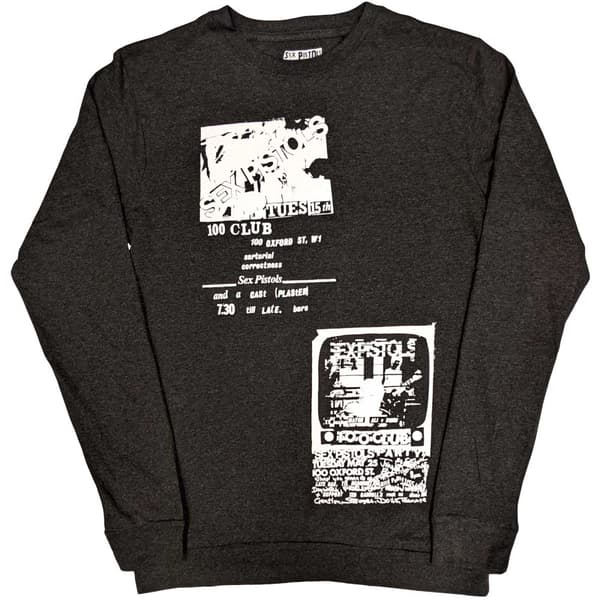 Sex Pistols Unisex Adult 100 Club Back Print Long-Sleeved T-Shirt