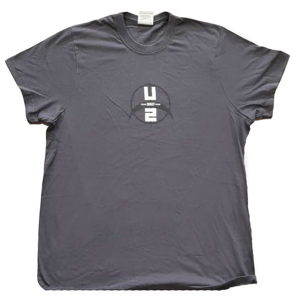 U2 Unisex Adult 360 Degree Tour Nice 2009 Back Print T-Shirt Grey M