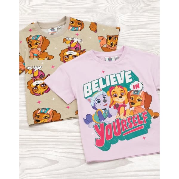 Paw Patrol T-shirt til piger med tro på dig selv (pakke med 2 stk.)