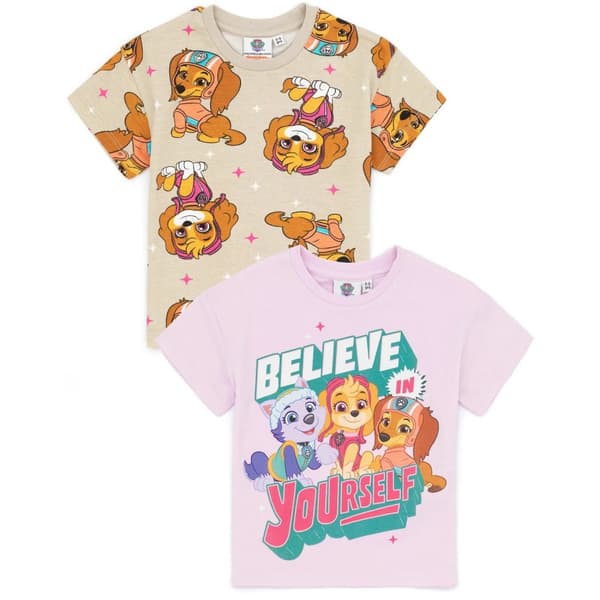 Paw Patrol T-shirt til piger med tro på dig selv (pakke med 2 stk.)