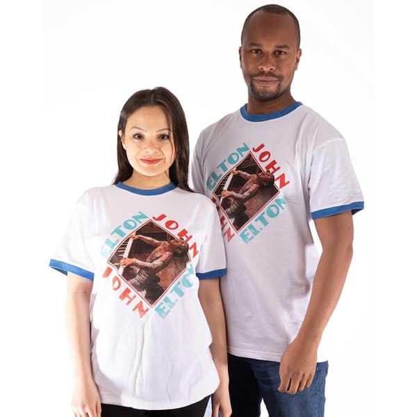Elton John Unisex T-Shirt för vuxna med ringformade ringar