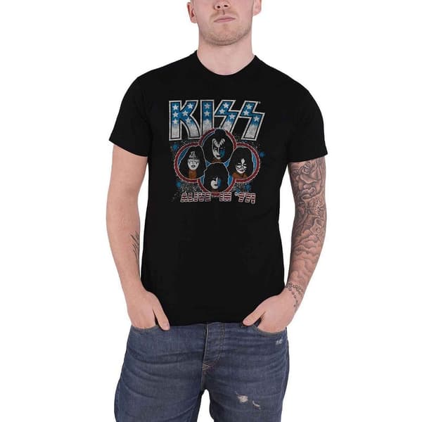 Kiss Unisex voksen Alive in ´77 bomulds-T-shirt
