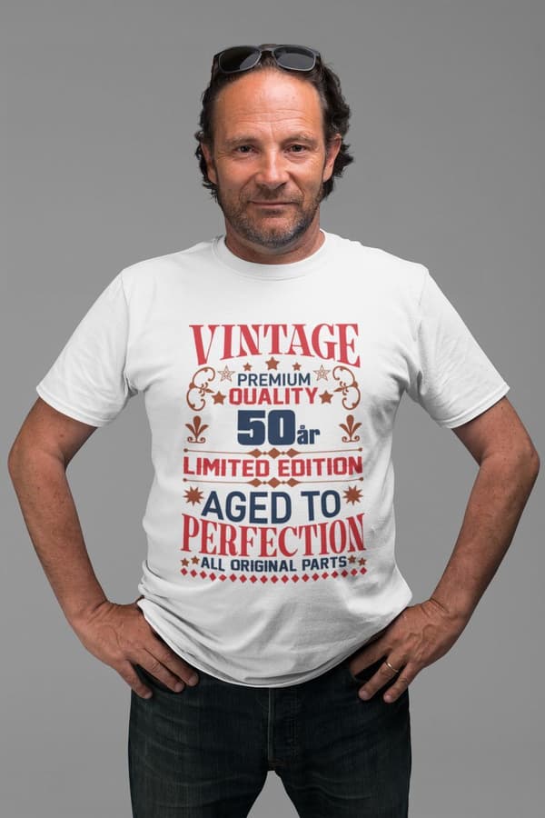 50 år Födelsedag vit  T-shirt - Vintage Limited edition