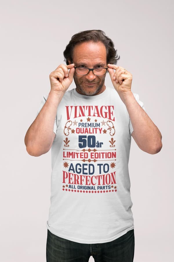 50 år Födelsedag vit  T-shirt - Vintage Limited edition