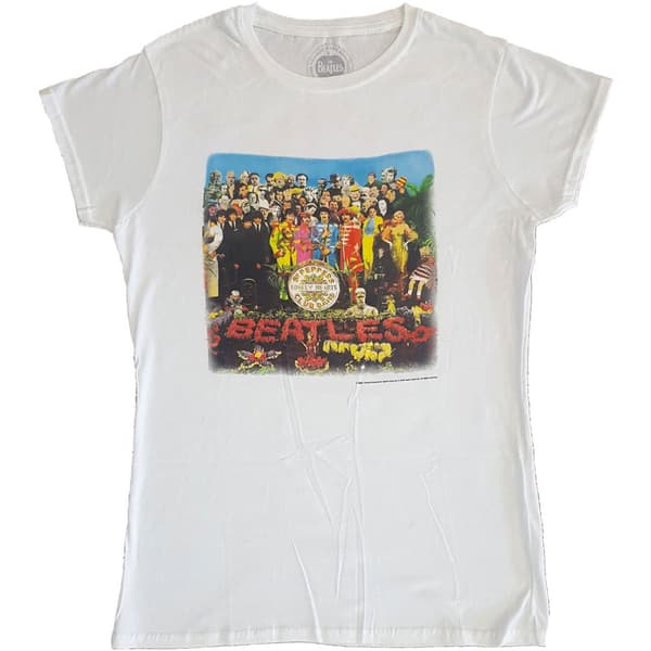 The Beatles Dam/Tjej - Sgt Pepper T-shirt med ryggtryck White S
