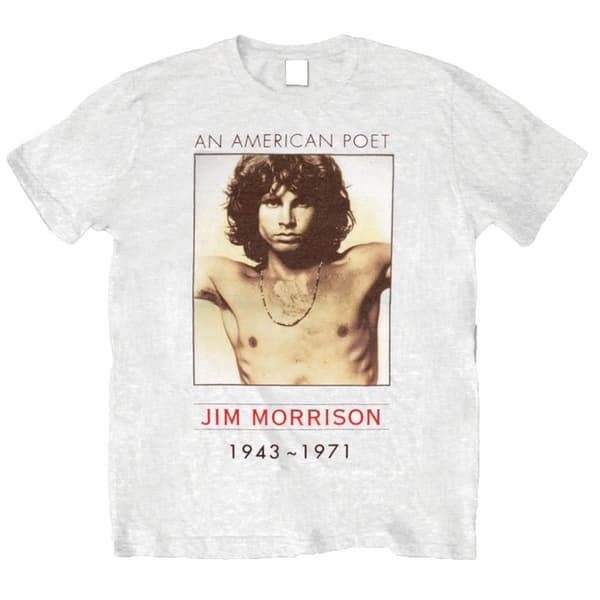The Doors Unisex t-shirt för vuxna med amerikansk poet White XXL The Doors Unisex t-shirt för vuxna med amerikansk poet White XXL