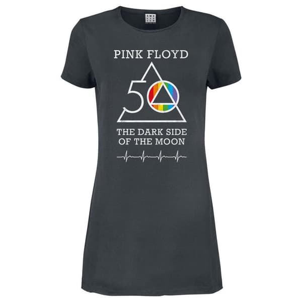 Amplified Womens/Ladies 50th Anniversary Pink Floyd Shirt Dress Charcoal S