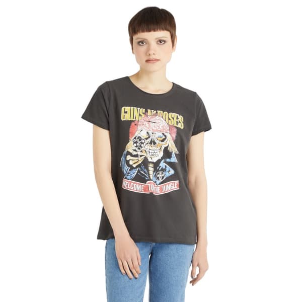 Amplified Womens/Ladies Welcome To The Jungle Guns N Roses T-Shirt Charcoal S