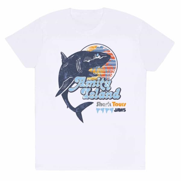 Jaws Unisex Adult Amity Island Tours Shark T-Shirt