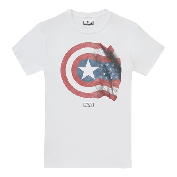 Captain America Mens Shield T-Shirt White S