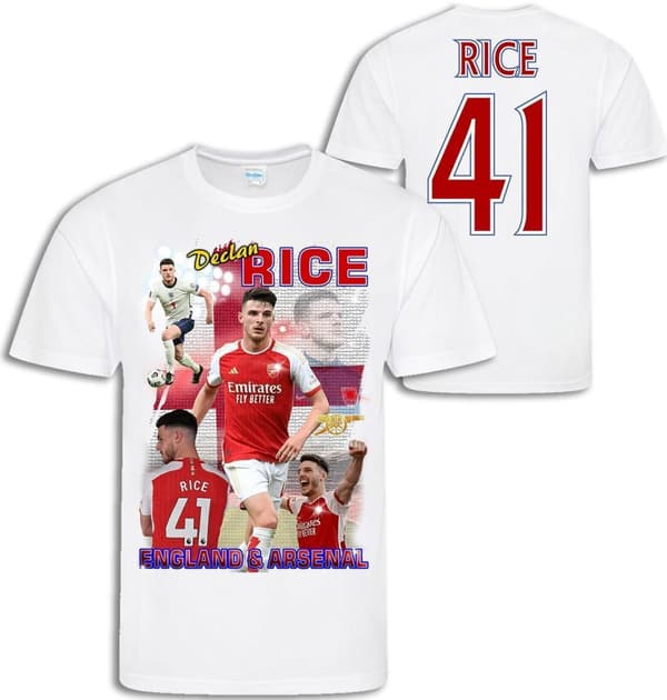 Declan Rice spelare t-shirt sportströja England & Arsenal