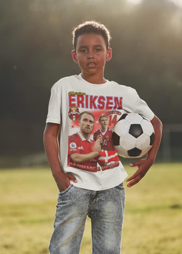 T-shirt Eriksen Danmark & United med tryck fram & bak