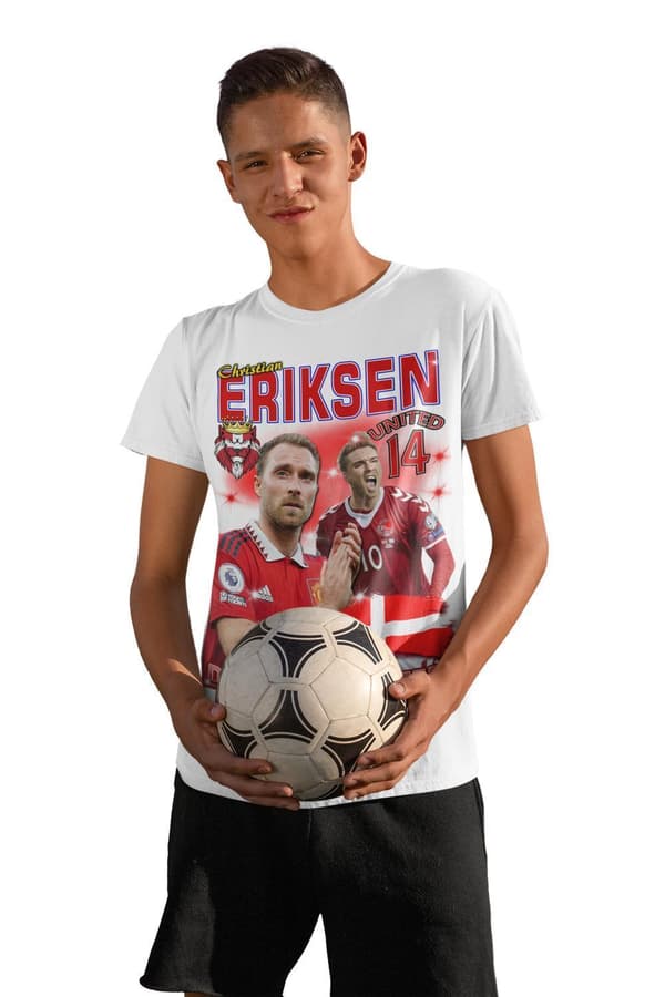 T-shirt Eriksen Danmark & United med tryck fram & bak