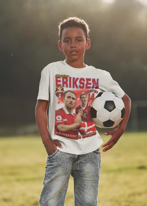 T-shirt Eriksen Danmark & United med tryck fram & bak