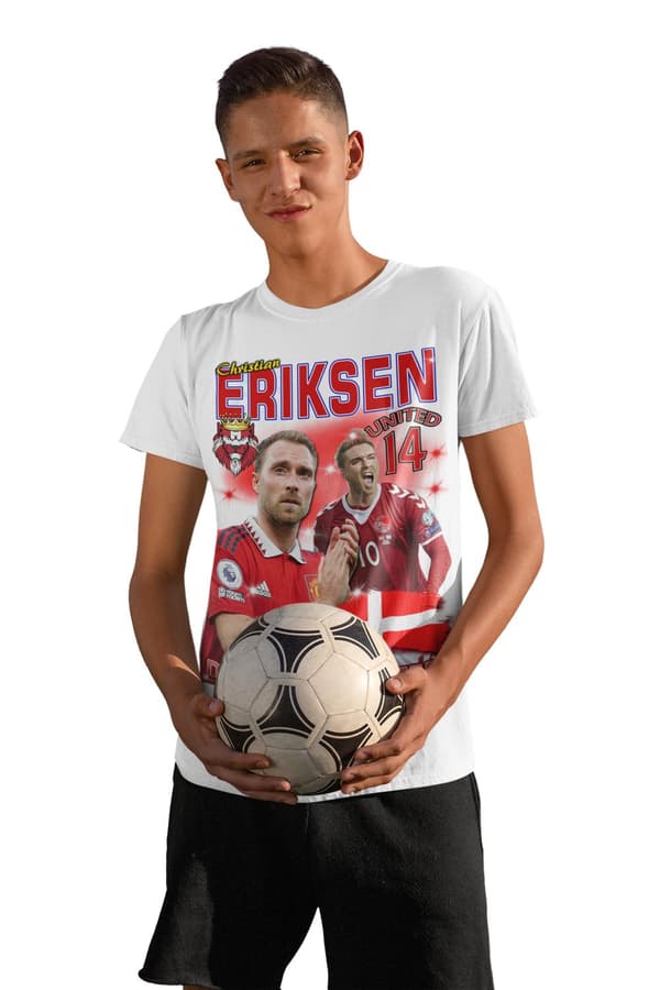 T-shirt Eriksen Danmark & United med tryck fram & bak