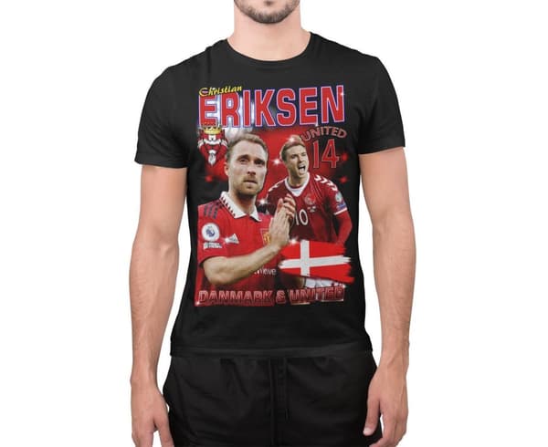 Christian Eriksen Svart united t-shirt  manchester utd Danmark